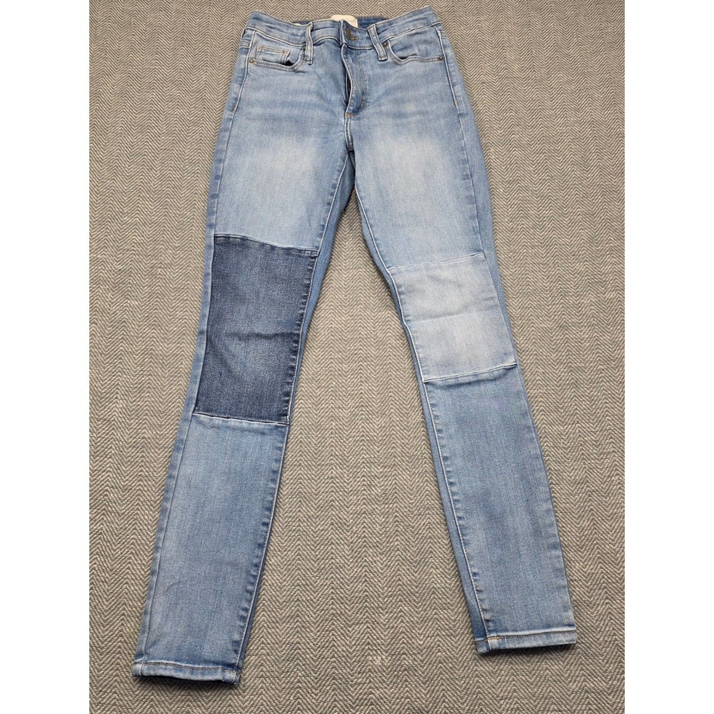 Universal Thread High Rise Skinny Patchwork Jeans Light Wash Blue 00/24R Stretch